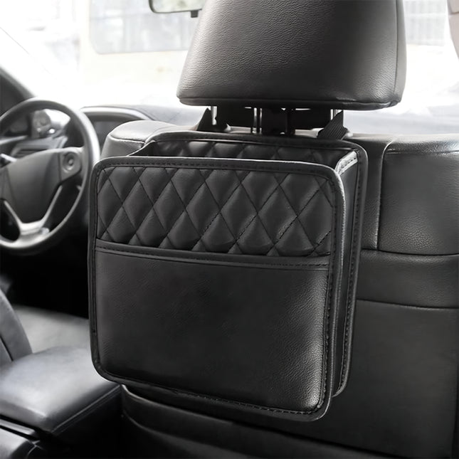 Luxury Leather Car Backseat Organizer with Waterproof Storage