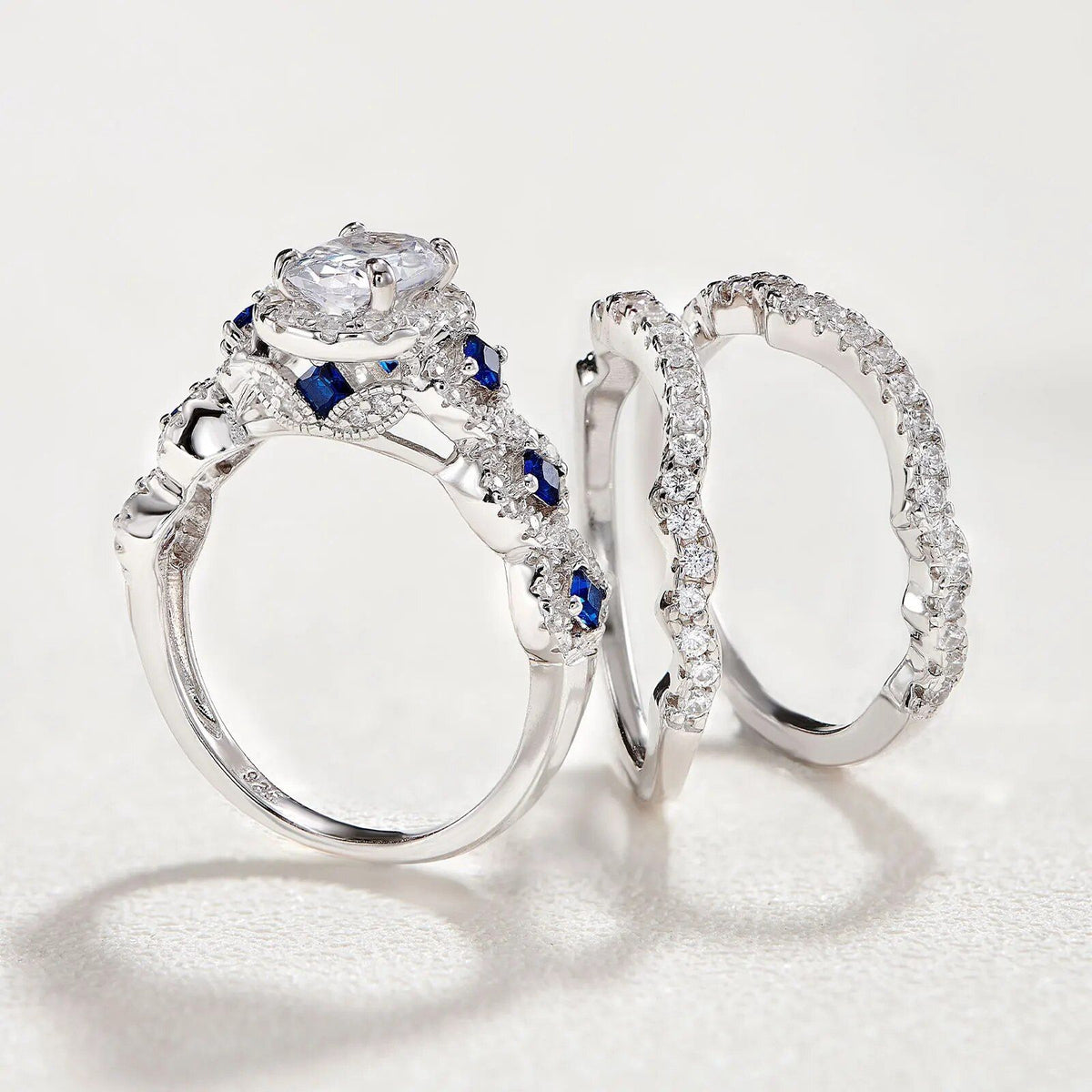 Pear-Cut Cubic Zirconia Sterling Silver Ring Set