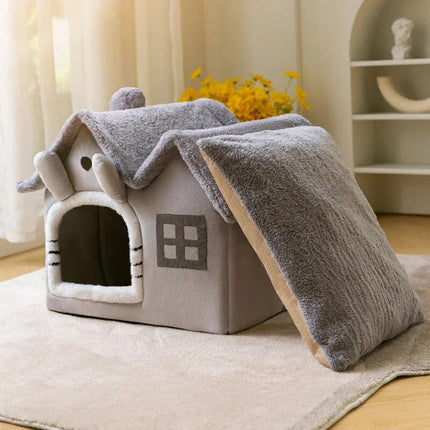 Casa para gatos plegable y cálida para el invierno: cama para mascotas pequeñas