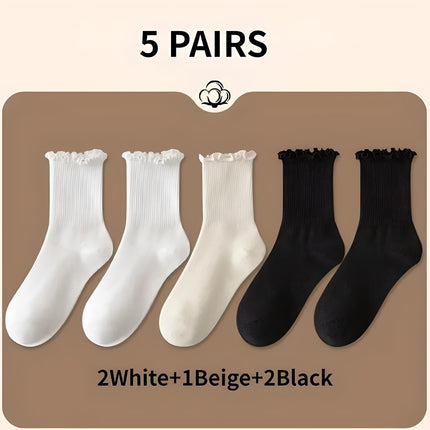 5 pares de calcetines tobilleros con volantes para mujer