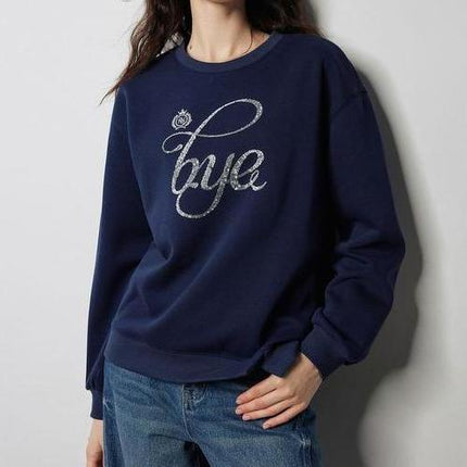 Sudadera con letras y cuentas bordadas de otoño