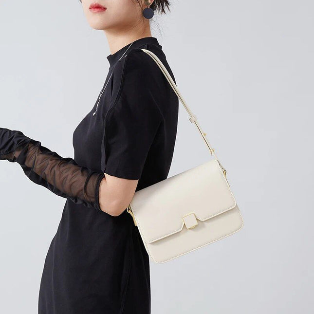 Elegante bolso bandolera o de hombro de piel de vaca para mujer