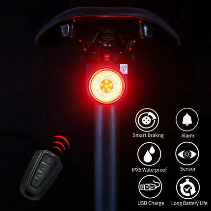 Wireless LED Bicycle Rear Light with Alarm and Brake Indicator - Wnkrs