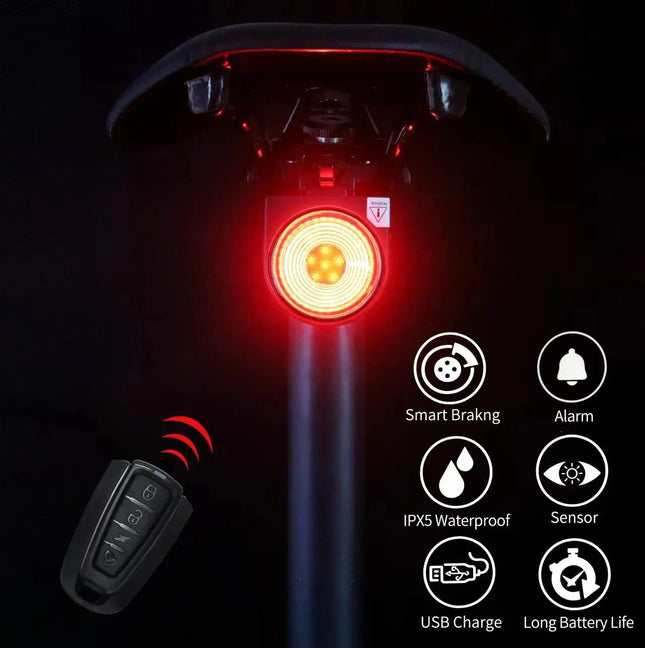 Wireless LED Bicycle Rear Light with Alarm and Brake Indicator - Wnkrs