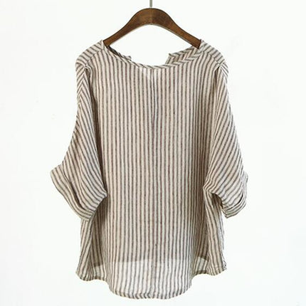 Women's Loose Striped Cotton Shirts - Wnkrs