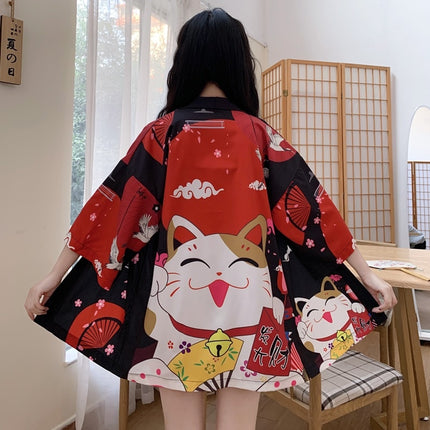 Women's Japanese Red Fish Printed Kimono - Wnkrs