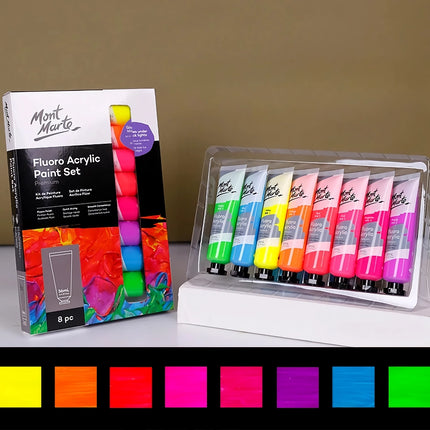 Juego de pigmentos acrílicos fluorescentes de 8 colores (36 ml) para grafitis y arte vibrantes