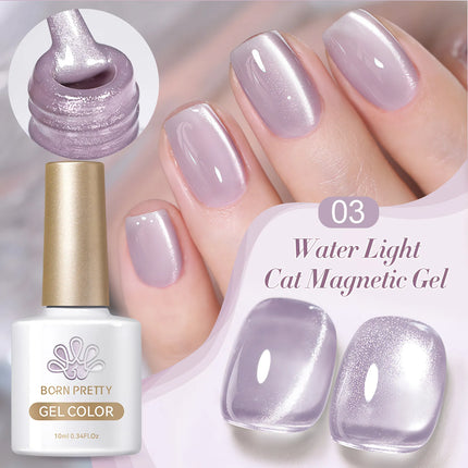 Esmalte de uñas en gel magnético con forma de gato y cuentas de cristal brillantes