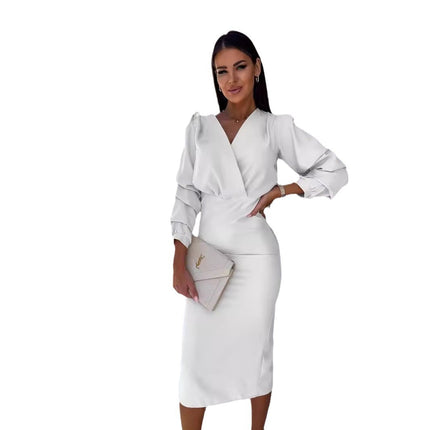 Robe fourreau à col en V à la mode pour femmes