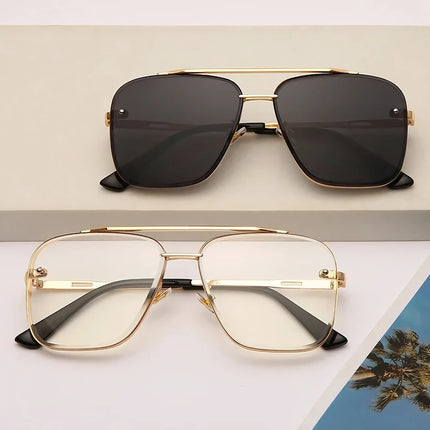 Classic Vintage Square Sunglasses - Luxury UV400 Metal Frame Shades for Men and Women