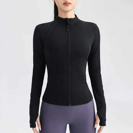 Veste de course entièrement zippée pour femme - Vêtements de sport extensibles à manches longues