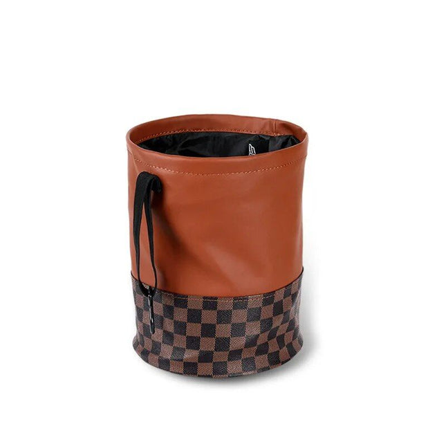 Luxurious Leather Car Trash Can: Foldable & Hanging Design - Wnkrs
