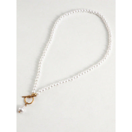 Elegant Imitation Pearl Heart Pendant Necklace