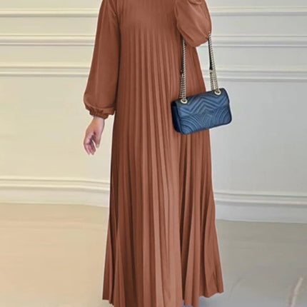 Women's Pleated Long Sleeve Dress