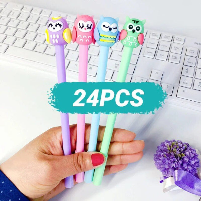 Cute Cartoon Owl Gel Pens, 24-Pack - Wnkrs