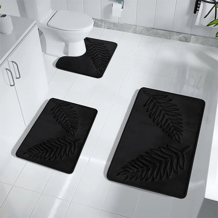 Ensemble de tapis de bain de luxe en mousse à mémoire de forme à séchage rapide, 3 pièces