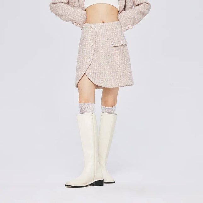 Falda elegante de cuadros asimétrica en forma de A