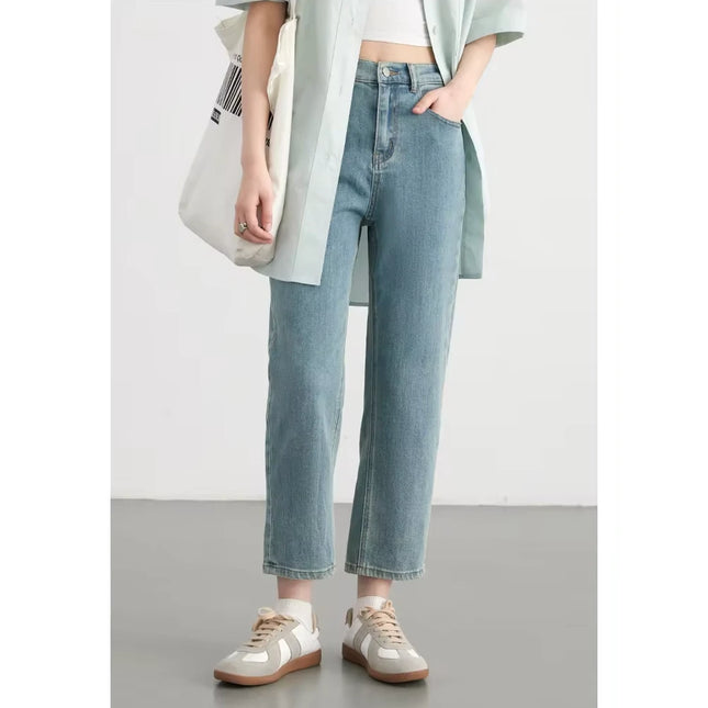 Jean court en denim taille haute pour femme