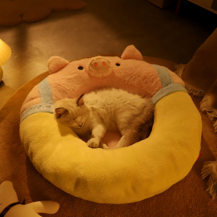 Lit pour chat en forme de cochon rose