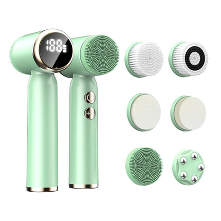 6-in-1 Ultrasonic Facial Cleanser: Electric Auto-Rotating & Waterproof Brush for Deep Pore Cleaning - Wnkrs