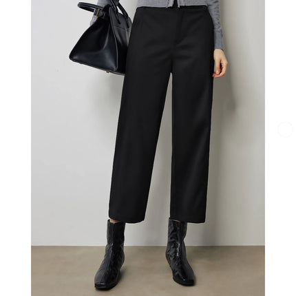 Pantalon noir décontracté chic d'automne à la cheville pour femme