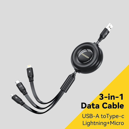 Cable de carga USB retráctil 3 en 1 Essager de 66 W