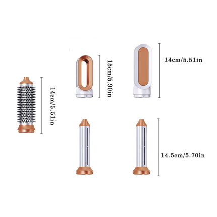 Cepillo secador de pelo de aire caliente 5 en 1 con tecnología iónica negativa y accesorios desmontables