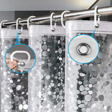 Rideau de douche imperméable à motif géométrique en pavés modernes avec crochets