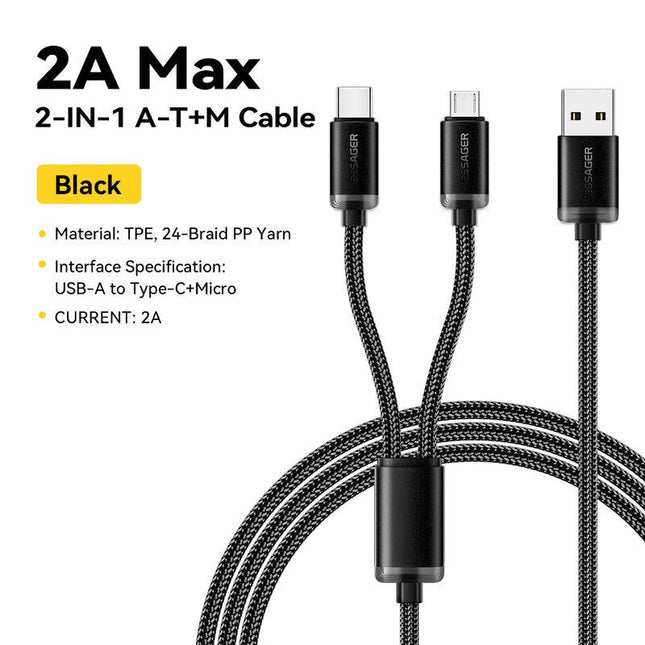 Cable de carga rápida 2 en 1 micro USB y tipo C de Essager