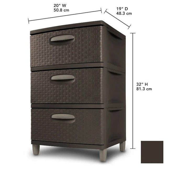 Elegant 3-Drawer Weave Storage Unit - Wnkrs