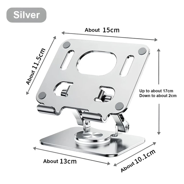 Support de tablette et de téléphone rotatif à 360° réglable - Alliage d'aluminium, pliable, compatibilité universelle