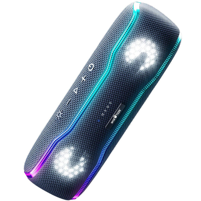 Altavoz portátil para exteriores con sonido estéreo de 25 W y espectáculo de luces de colores