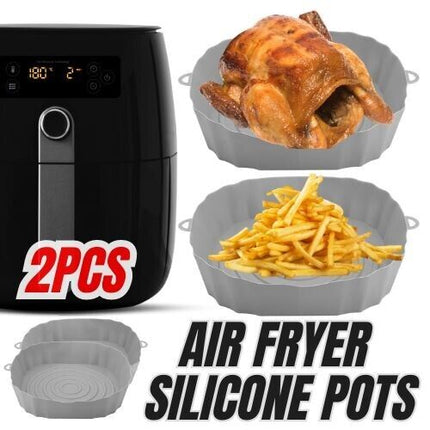 2 PCS Air Fryer Silicone Liners Reusable Air Fryer Silicone Pot Baking Tray Mat - Wnkrs