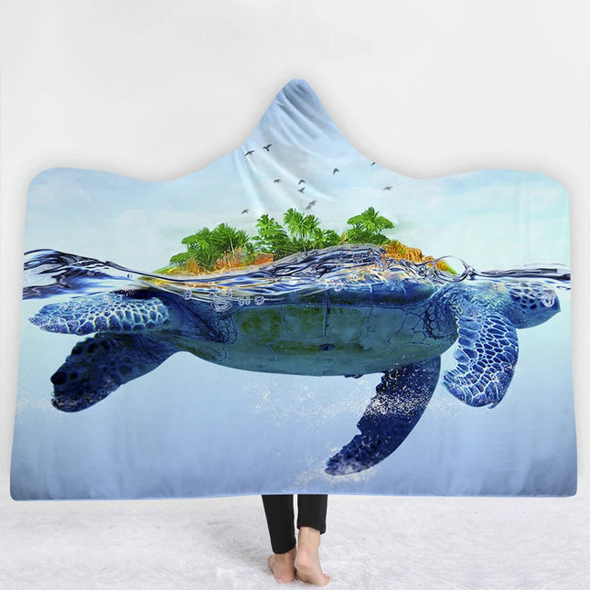 New Ocean Turtle Series Hooded Blanket Cape
