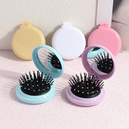 Peigne à cheveux pliable portable avec miroir