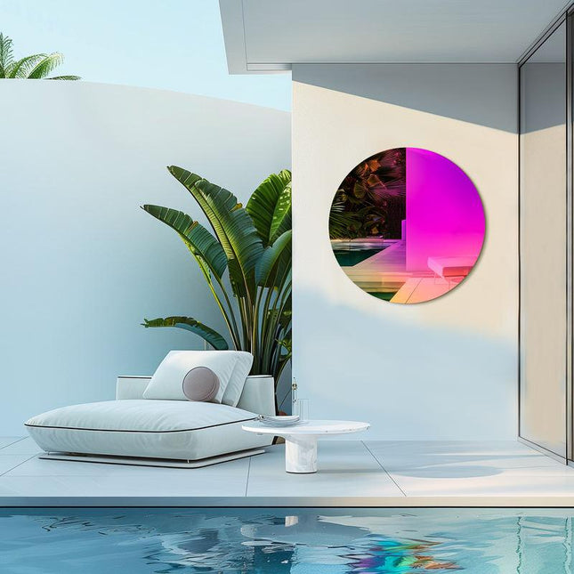 Miroir mural rond dégradé coloré