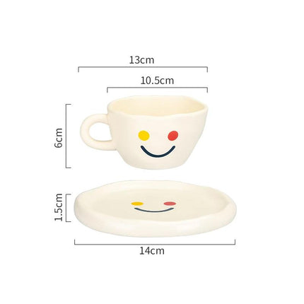 Ensemble tasse à café et soucoupe en céramique Creative Smiley