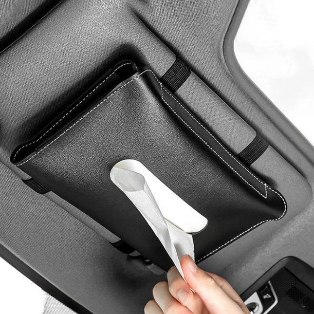 Boîte à mouchoirs en cuir PU pour pare-soleil de voiture