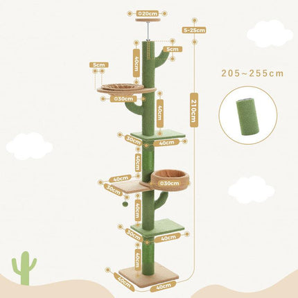 Árbol para gatos de cactus de piso a techo