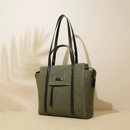 Sac fourre-tout tendance en coton et lin de grande capacité pour femme