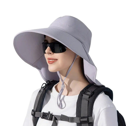 Adjustable Sun Protection Bucket Hat with Shawl for Outdoor Activities - Wnkrs