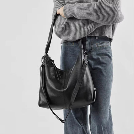 Sac à bandoulière en cuir véritable de grande capacité