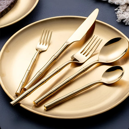 Stainless Steel Bamboo Design Cutlery Set