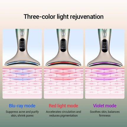 Dispositivo EMS reafirmante para cuello y rostro con microcorriente y terapia de luz