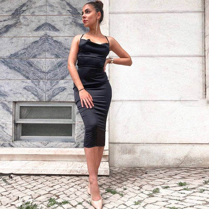 Long Satin Bodycon Dress for Women - Wnkrs