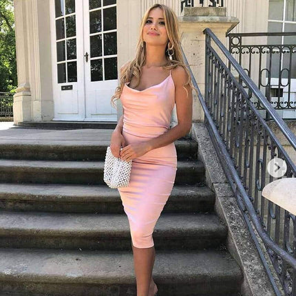 Long Satin Bodycon Dress for Women - Wnkrs