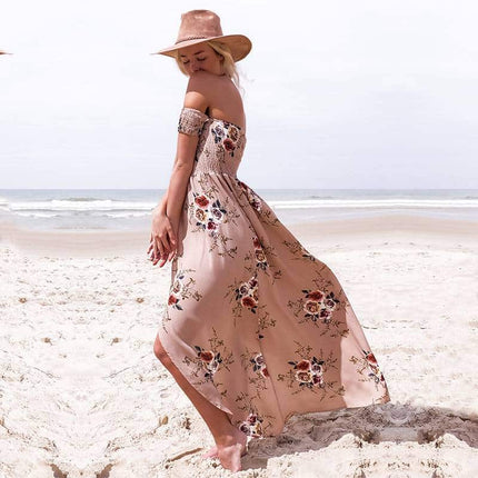 Women&#8217;s Boho Off Shoulder Dress With Floral Print Dresses W Women Women's Clothing &amp; Accessories  https://wnkrs.com/product/womens-boho-off-shoulder-dress-with-floral-print/