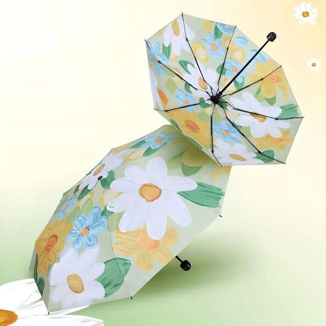 Mini parapluie de poche pour téléphone portable avec motif de fleurs – Joli parapluie pliable pour le soleil et la pluie