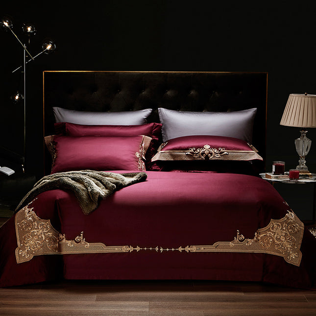 Four-piece Luxury Burgundy Wedding Bed - Wnkrs