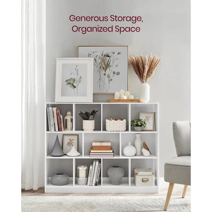 Elegant White Bookshelf with 11 Compartments for Stylish Home Storage - Wnkrs